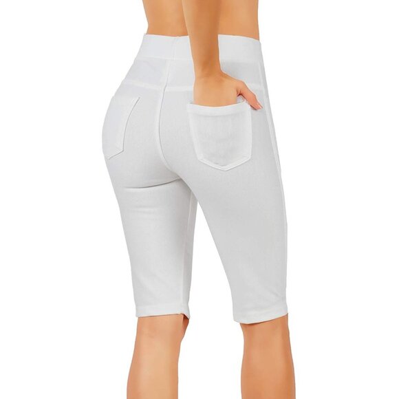 Ponte Knit Slim Fit Bermudas Pants Pull-Up CF02/br - Picture 2 of 5